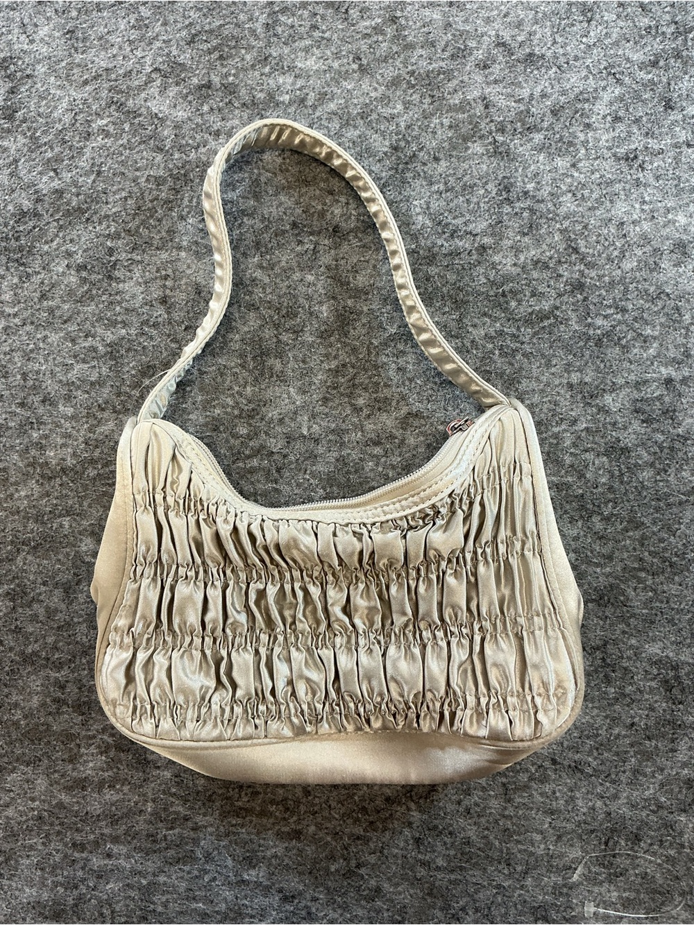 Brandy Melville Elegant Ruched Shoulder Bag in Light Beige